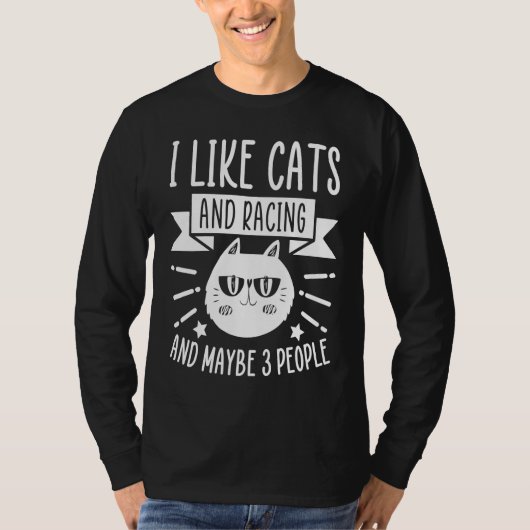 私は猫とレースが好きで、多分3人も好き Tシャツ (正面)