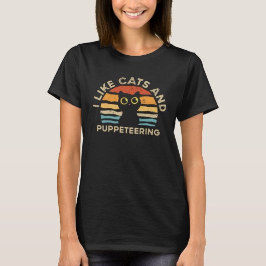 私は猫と子犬が好きだ Tシャツ (正面)