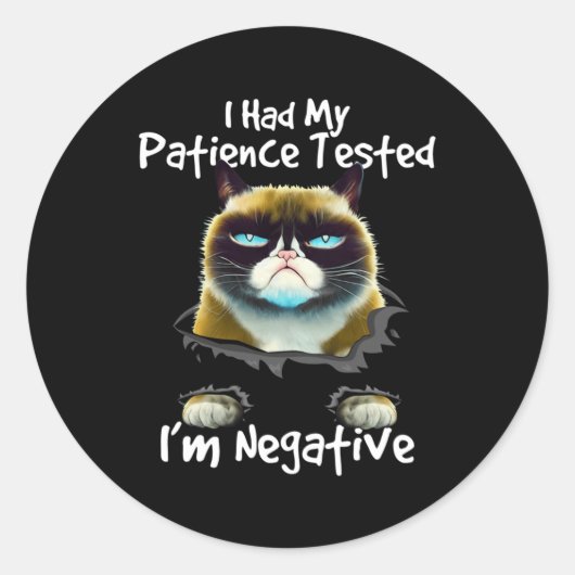 私は猫に対して忍耐強いテストを受けた ラウンドシール (正面)