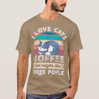 私は猫のコーヒーが大好きで、3人が好き Tシャツ