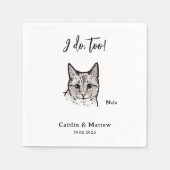 私は猫のスケッチを描き過結婚ぎる スタンダードカクテルナプキン (正面)