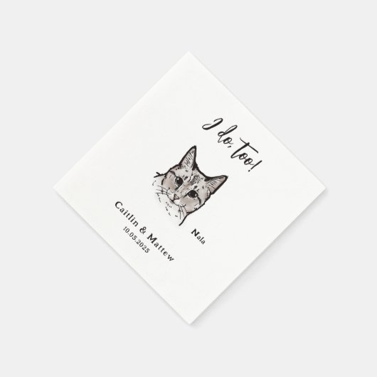 私は猫のスケッチを描き過結婚ぎる スタンダードカクテルナプキン (角)