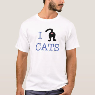 私は猫のユニセックスなワイシャツのお尻のかわいいユーモアを愛します Tシャツ