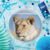 私は猫のライオンの写真で文字 ペーパープレート (パーティー)