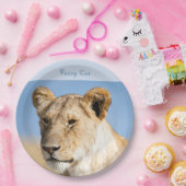 私は猫のライオンの写真で文字 ペーパープレート (パーティー)