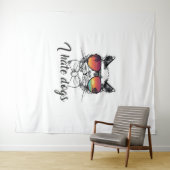 私は猫の友達おもしろいに犬のプレゼントが嫌い タペストリー (インサイチュ(横))