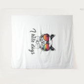 私は猫の友達おもしろいに犬のプレゼントが嫌い タペストリー (正面(横))