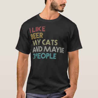私は猫をビールで飲むのが好きで、3人の引用文ヴィンタ Tシャツ