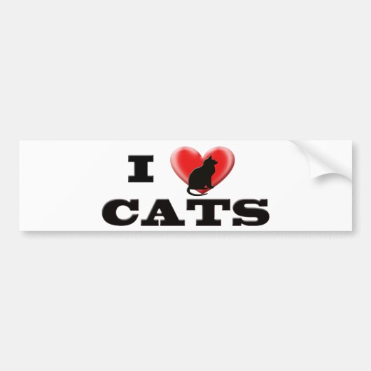 私は猫を愛します バンパーステッカー (正面)