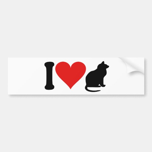 私は猫を愛します* バンパーステッカー (正面)