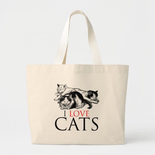 私は猫を愛します ラージトートバッグ (正面)