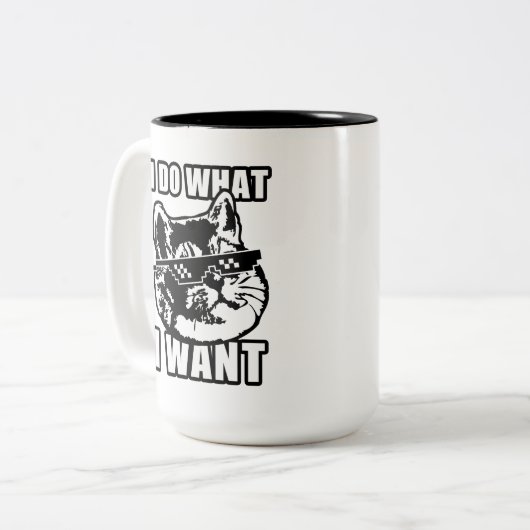 私は猫を扱いたいと思うおもしろい ツートーンマグカップ (正面左)