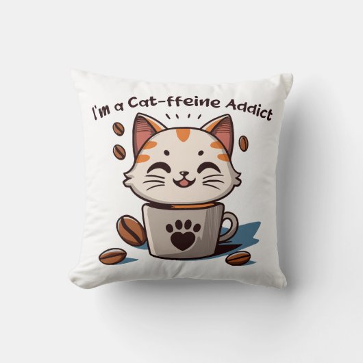 私は猫フェイン中毒 クッション (正面)