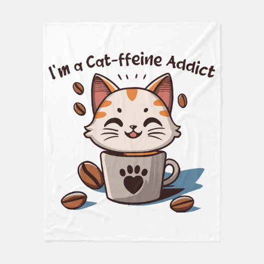 私は猫フェイン中毒 フリースブランケット (正面)