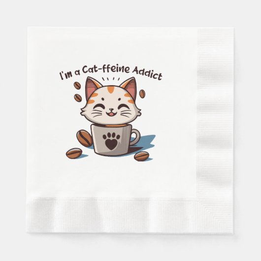 私は猫フェイン中毒 縁ありランチョンナプキン (正面)