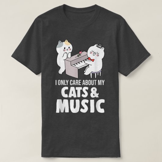私は猫気にや音楽の音楽の聞こと Tシャツ (デザイン正面)