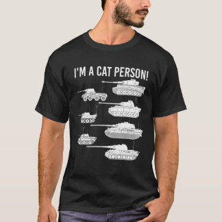 私は猫派 ドイツ軍 戦車 ダイストレスト ビンテージ Tシャツ