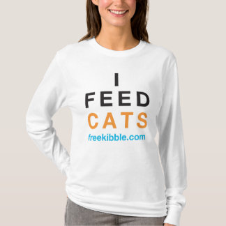 "私は猫"のティー食べ物を与えます Tシャツ