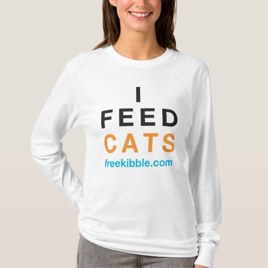 "私は猫"のティー食べ物を与えます Tシャツ (正面)