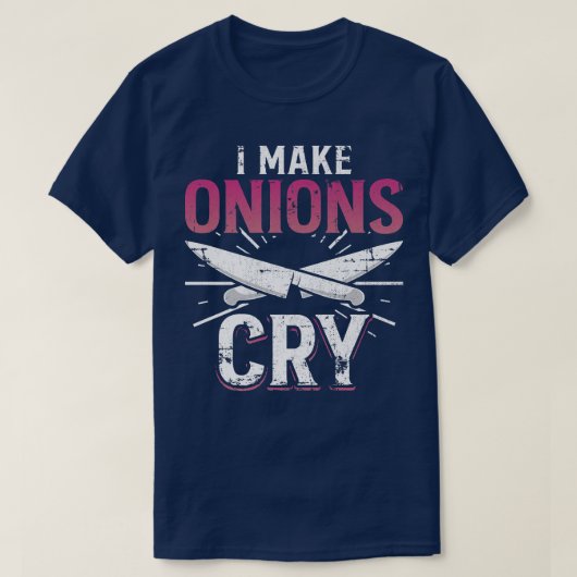 私は玉ねぎを料理おもしろい料理アイディア Tシャツ (デザイン正面)