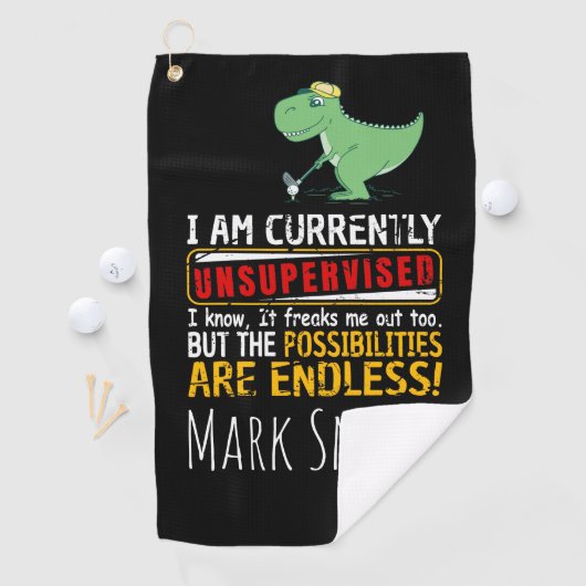私は現在監督を受けていないが、恐竜を知っている ゴルフタオル (インサイチュ)
