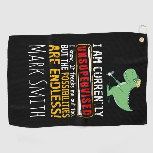 私は現在監督を受けていないが、恐竜を知っている ゴルフタオル (横)