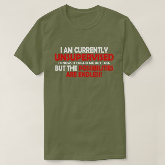 私は現在監督下に置かれていない。可能性だ! Tシャツ (デザイン正面)