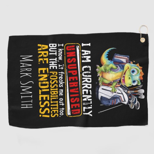 私は現在、監視されていない私はそれを恐竜のおもしろいを知っている ゴルフタオル (横)