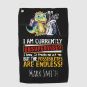 私は現在、監視されていない私はそれを恐竜のおもしろいを知っている ゴルフタオル (正面)