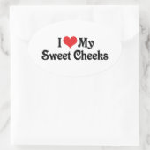 私は甘い頬が大好き 楕円形シール (バッグ)