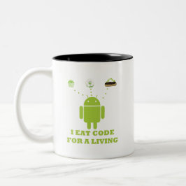 私は生きているののためのコードを食べます(開発者) ツートーンマグカップ
