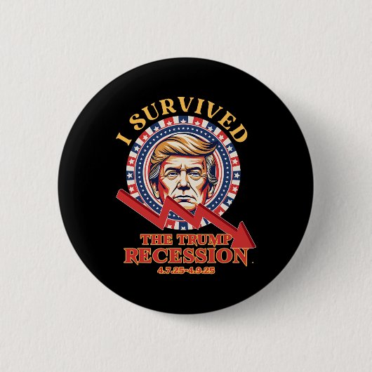 私は生き延びトランプ不況4725 - 4925 おもしろい 1 缶バッジ (正面)