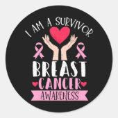 私は生き残った乳がん認知月間だ ラウンドシール (正面)