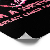 私は生き残った乳がん認識度ピンクハート ポスター (角)