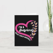 私は生き残った乳がん認識度ピンクバター カード (正面)