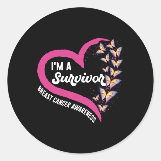 私は生き残った乳がん認識度ピンクバター ラウンドシール (正面)