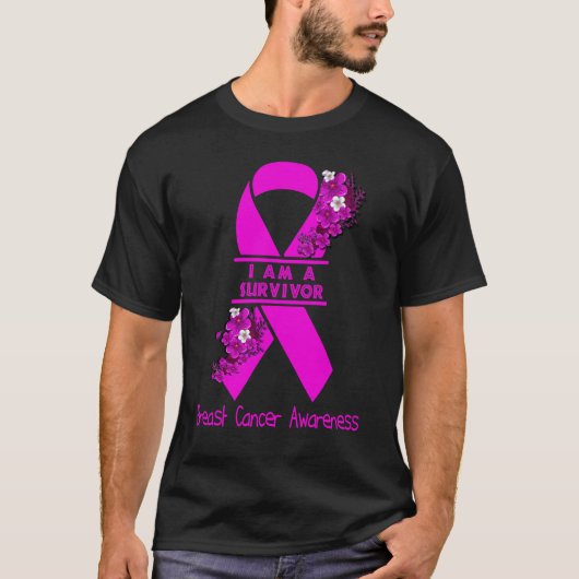 私は生き残った乳がん認識度 Tシャツ (正面)