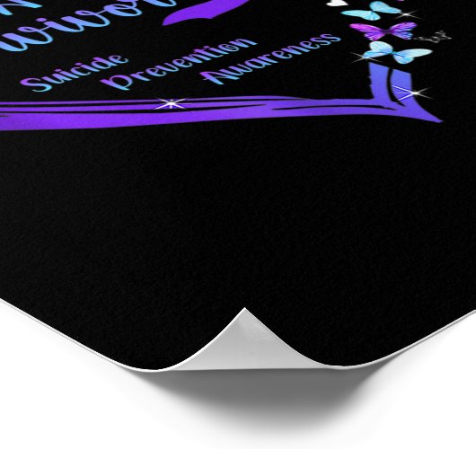 私は生き残った蝶ハート自殺防止 ポスター (角)