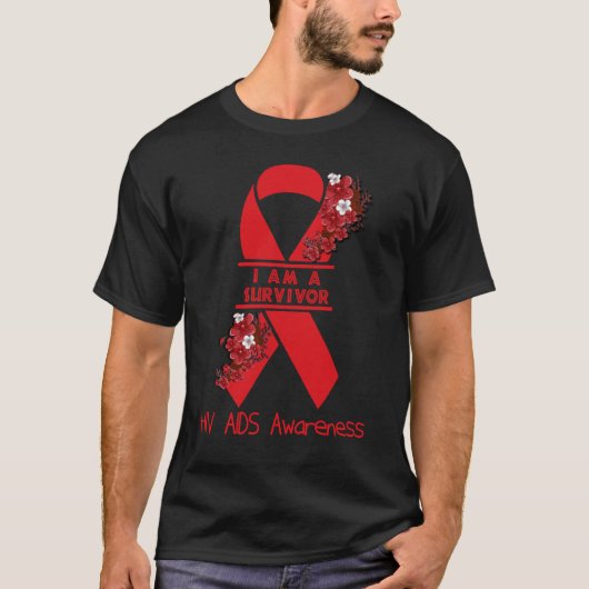 私は生き残ったHivエイズ認識度 Tシャツ (正面)