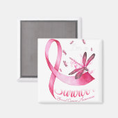 私は生存者ドラゴンフライのピンクリボン乳がん マグネット (正面/裏面)