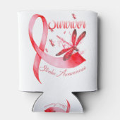 私は生存者ドラゴンフライ赤いリボン脳卒中だ 缶クーラー (裏面)