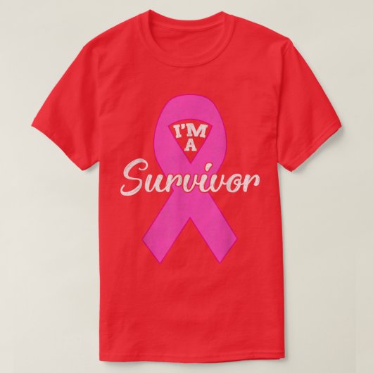 私は生存者ピンクリボン乳がん認識度 Tシャツ (デザイン正面)