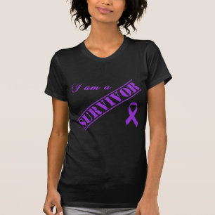 私は生存者- Crohns及び結腸炎の紫色のリボンです Tシャツ