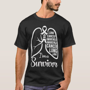私は生存肺がん認識度月白人 Tシャツ