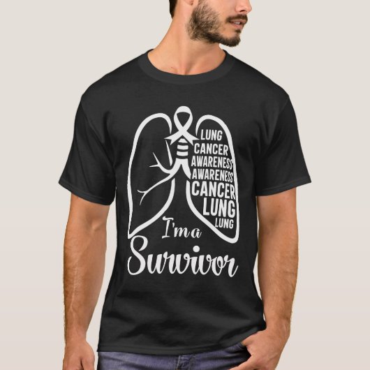 私は生存肺がん認識度月白人 Tシャツ (正面)