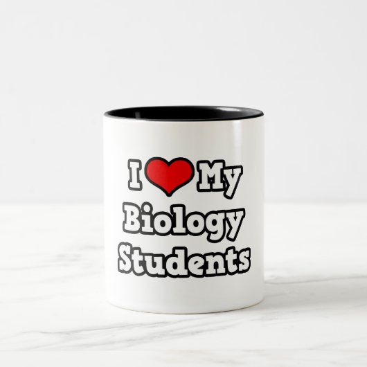 私は生物学の学生が大好き ツートーンマグカップ (中央)