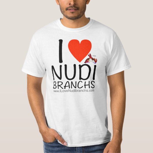 私は男性へNudibranchsの白いTシャツを愛します Tシャツ (正面)