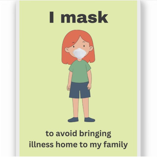 私は病気を持ち帰らないように仮面を使って… シール (正面)