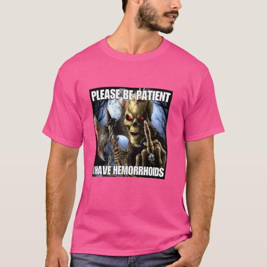 私は痔核おもしろい懸命骨格ミーム Tシャツ (正面)