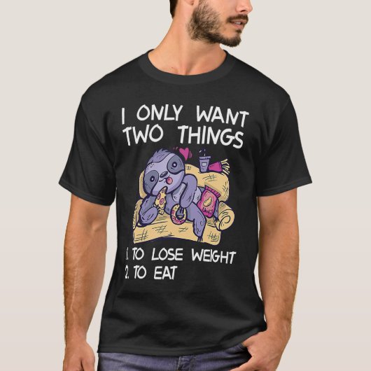 私は痩せたいものが減るだけ食べだ Tシャツ (正面)